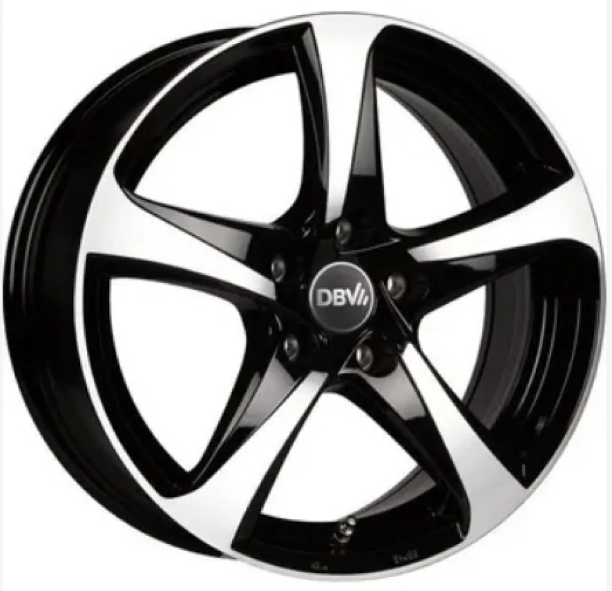DBV 5SP 001 6,5x16 5x114,3 ET40 CB74,1 Schwarz GlĂ¤nzend, Front Poliert