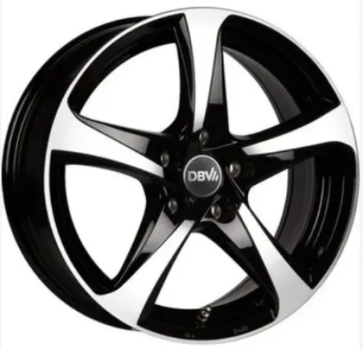 DBV 5SP 001 7,5x17 5x108 ET48 Schwarz GlĂ¤nzend, Front Poliert