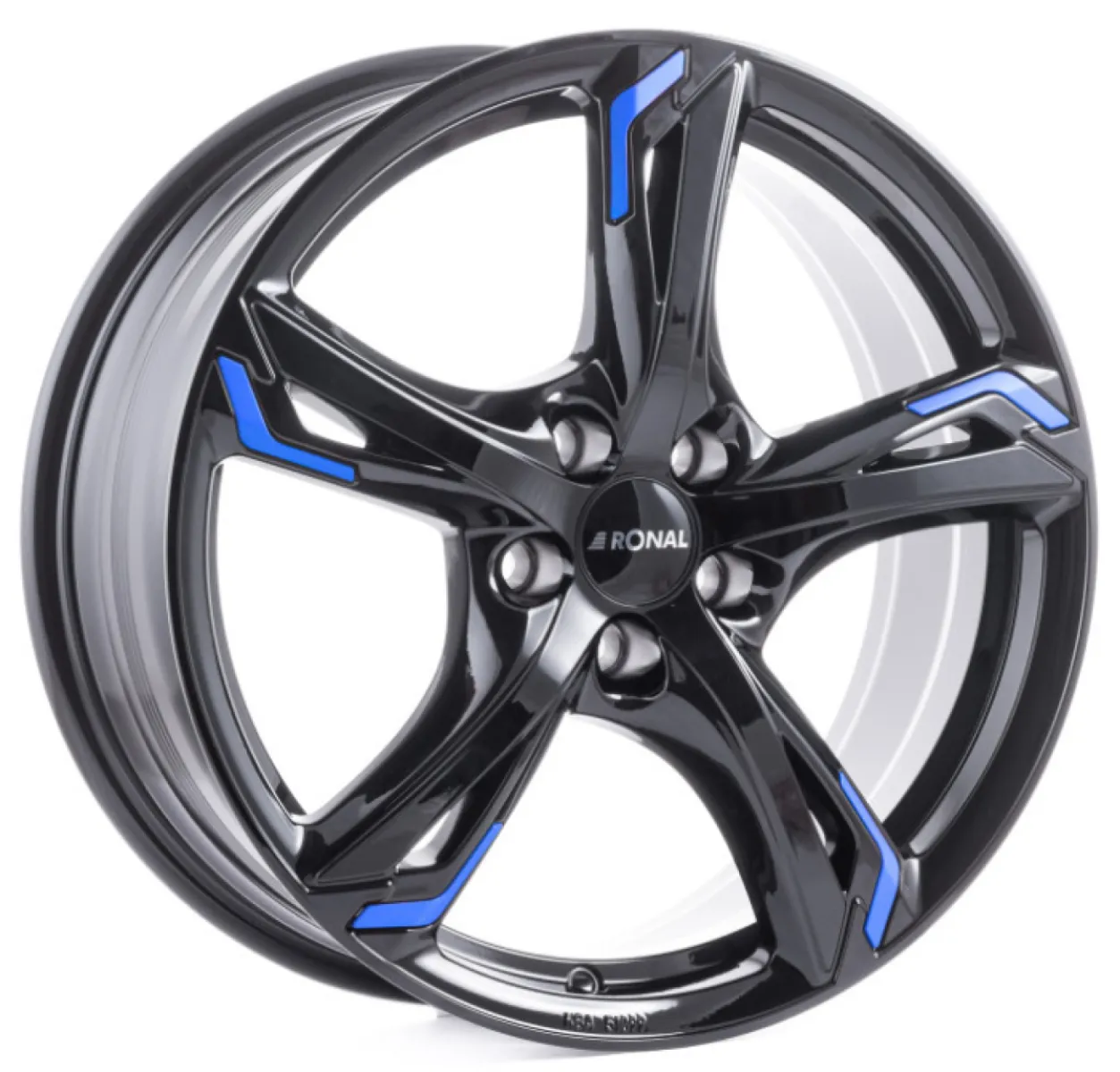 RONAL R62 Blue 7,5x18 5x100 ET45 CB68 JETBLACK-MATT-FRONTKOPIERT