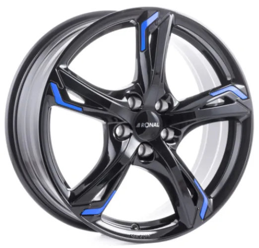 RONAL R62 Blue 8x19 5x112 ET45 JETBLACK-MATT-FRONTKOPIERT