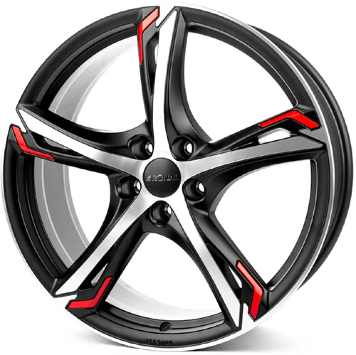 RONAL R62 Red 7,5x18 5x100 ET45 CB68 JETBLACK-MATT-FRONTKOPIERT