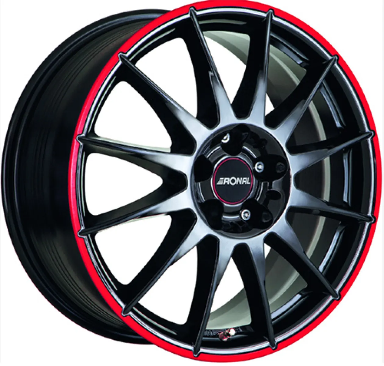 RONAL R54 MCR 7x16 4x108 ET25 CB65,1 JETBLACK-RED RIM