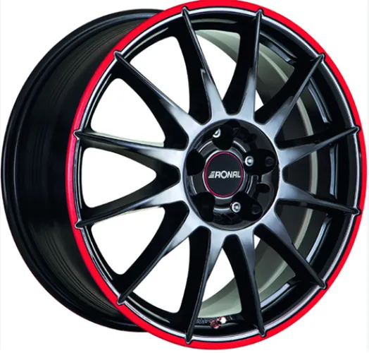 RONAL R54 MCR 7x16 4x108 ET25 CB65,1 JETBLACK-RED RIM